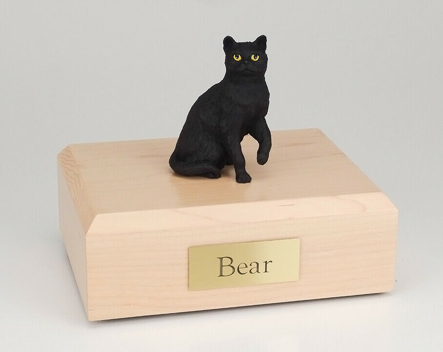 Short Hair Cat Black Figurine Pet Cremation Urn Available 3 Diff. Colors 4 Sizes