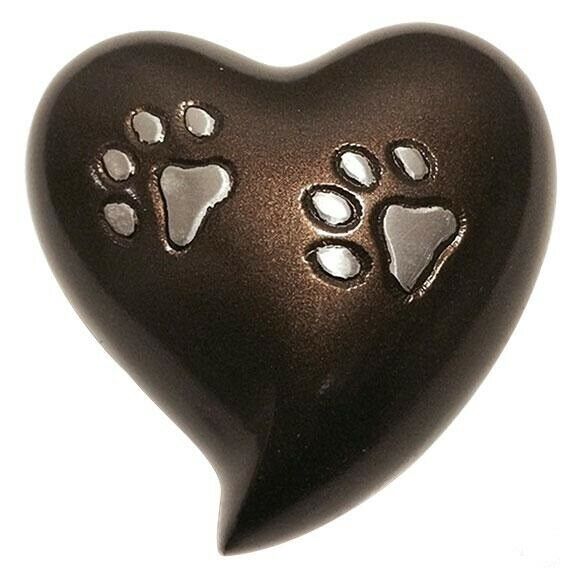 Small/Keepsake 5 Cubic Inch Brown Paw Inlaid Pet Funeral Cremation Urn for Ashes