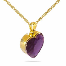 Load image into Gallery viewer, 18K Solid Gold Purple Heart Pendant/Necklace Funeral Cremation Urn for Ashes
