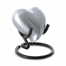 Load image into Gallery viewer, Small/Keepsake 6 Cubic Inch Pewter Heart Funeral Cremation Urn for Ashes w/Stand
