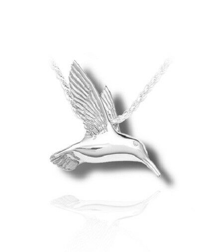 Sterling Silver Hummingbird Funeral Cremation Urn Pendant for Ashes w/Chain