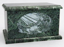 Load image into Gallery viewer, Large/Adult 240 Cubic Inches Green Evermore Rectangle Natural Marble Urn
