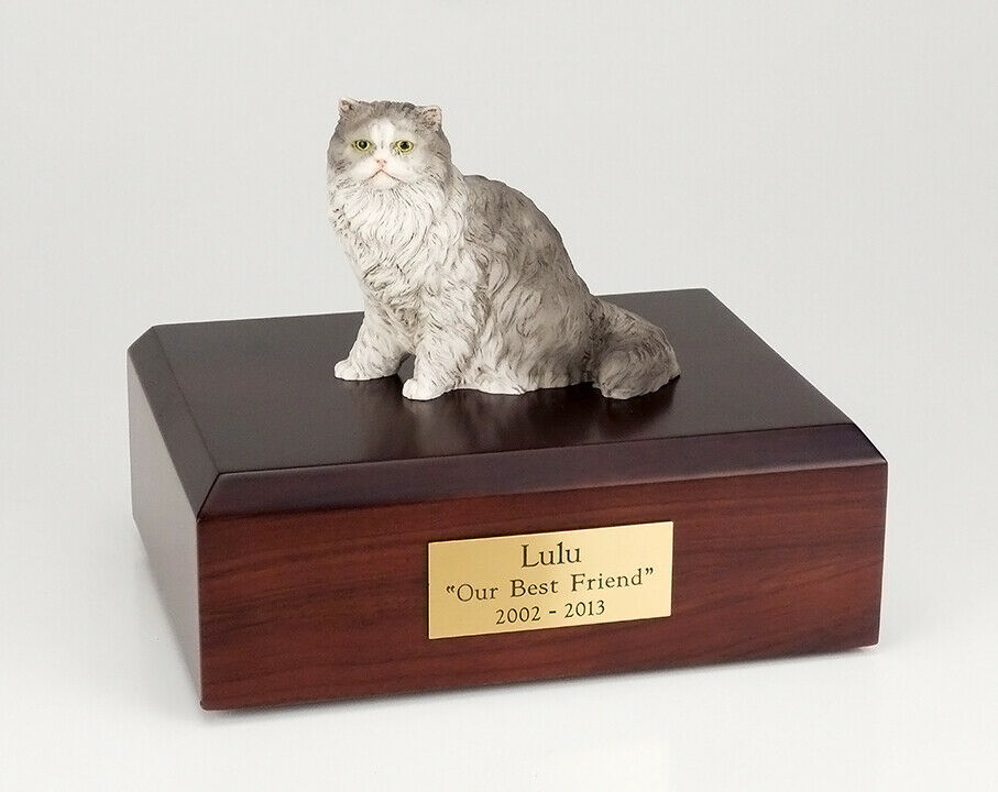 Persian Grey Cat Figurine Pet Cremation Urn Available in 3 Diff Colors & 4 Sizes