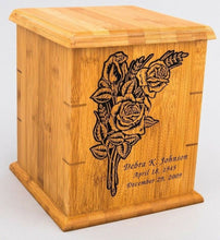 Load image into Gallery viewer, Large/Adult 230 Cubic Inches Vertical Natural Bamboo Urn for Cremation Ashes
