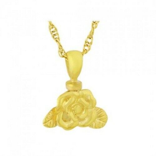 10K Solid Gold Rose Keepsake Pendant/Necklace Funeral Cremation Urn for Ashes