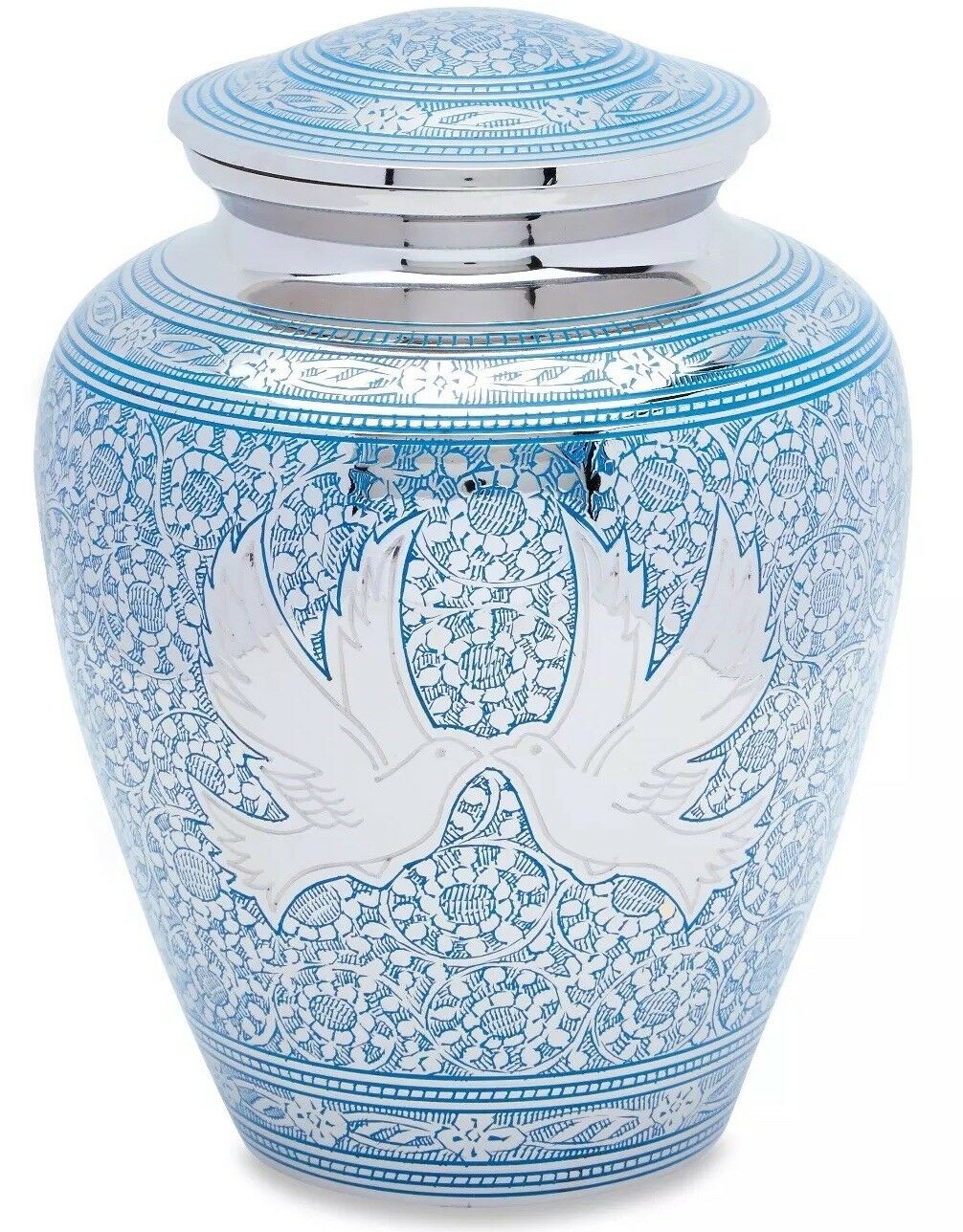 Large/Adult 210 Cubic Inches Blue Loving Doves Funeral Cremation Urn for Ashes
