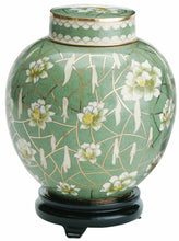 Load image into Gallery viewer, Oversized/Companion 580 Cubic Inches Pear Blossom Flower Cloisonne Cremation Urn
