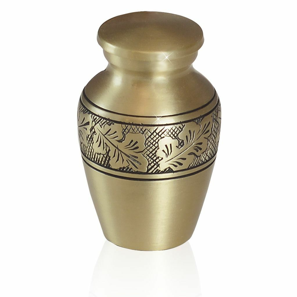 Small/Keepsake 4 Cubic Inches Golden Ring Brass Funeral Cremation Urn for Ashes