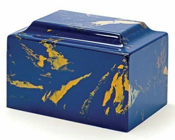 Classic Marble Blue & Gold Oversized 325 Cubic Inch Cremation Urn, TSA Approved