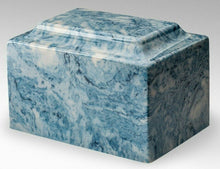 Load image into Gallery viewer, Classic Marble Blue &amp; White 50 Cubic Inches Cremation Urn For Ashes TSA Approved
