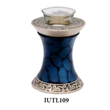 Load image into Gallery viewer, Small/Keepsake 20 Cubic Inch Brass Midnight Iris Tealight Cremation Urn
