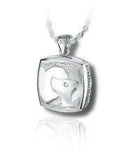 Load image into Gallery viewer, Sterling Silver Cushion Puppy &amp; Heart Cremation Urn Pendant for Ashes w/Chain
