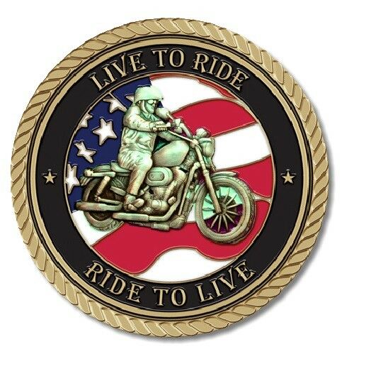 Harley Motorcycle Rider Medallion for Box Cremation Urn/Flag Case - 2