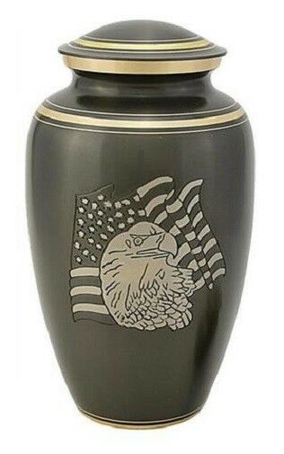 Large/Adult 200 Cubic Inch Slate Liberty Brass Funeral Cremation Urn for Ashes