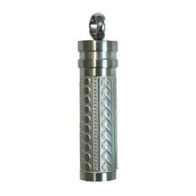 Load image into Gallery viewer, Stainless Steel Fancy Cylinder Cremation Urn Pendant for Ashes w/20-in Necklace
