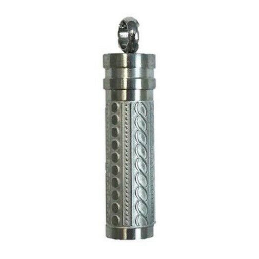 Stainless Steel Fancy Cylinder Cremation Urn Pendant for Ashes w/20-in Necklace