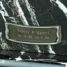 Load image into Gallery viewer, Personalized Brushed Pewter Name-Plate Medallion for Cube &amp; Box Cremation Urns
