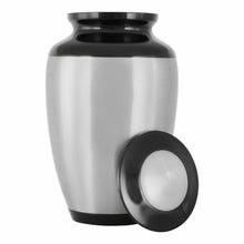Load image into Gallery viewer, Large/Adult 220 Cubic Ins Pewter &amp; Black Brass Funeral Cremation Urn for Ashes
