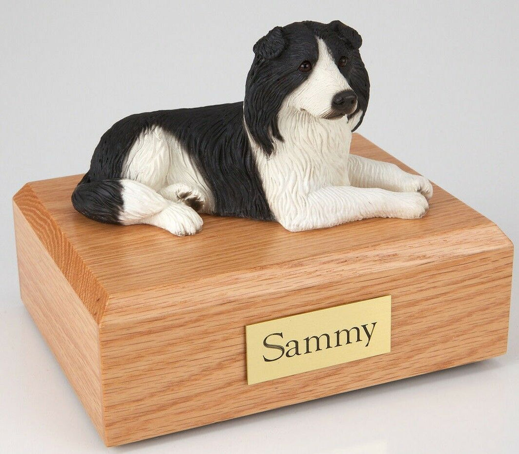Border Collie Pet Funeral Cremation Urn Avail in 3 Different Colors & 4 Sizes