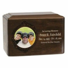 Load image into Gallery viewer, Large/Adult 240 Cubic Inches Alder Wood Cremation Urn for Ashes with Photo
