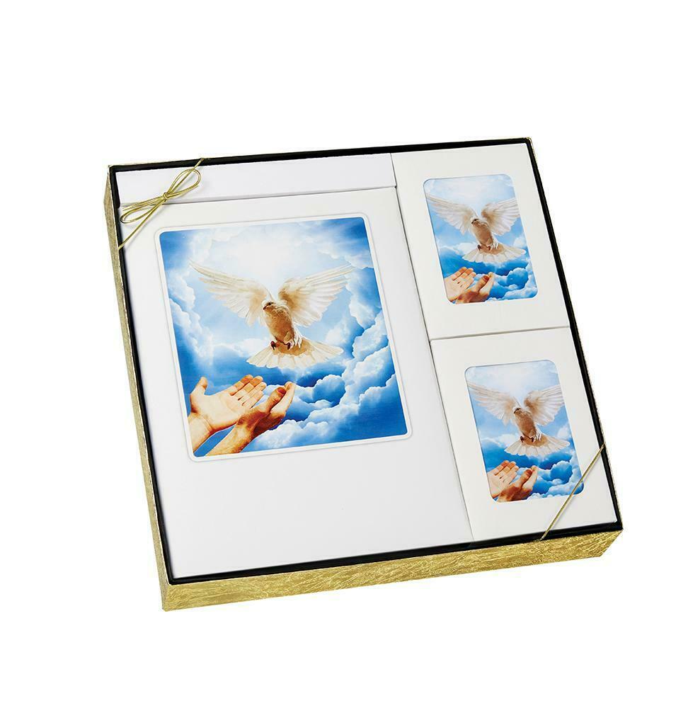 Dove Theme Stationery Box Set & 200 Cubic Inch Funeral Cremation Urn for Ashes