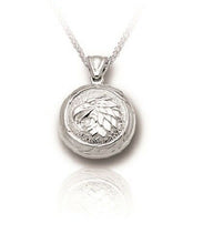Load image into Gallery viewer, Sterling Silver Eagle with Feather Round Funeral Cremation Urn Pendant w/Chain

