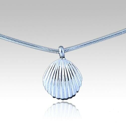 Stainless Steel Sea Shell Funeral Cremation Urn Pendant