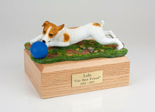 Load image into Gallery viewer, Jack Russell Terrier W/Ball Pet Cremation Urn Available 3 Diff. Colors &amp; 4 Sizes
