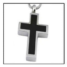 Load image into Gallery viewer, Black Cross Sterling Silver Funeral Cremation Urn Pendant w/Chain for Ashes
