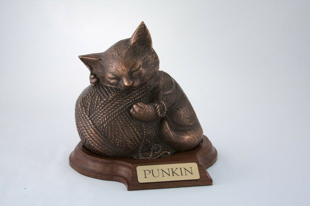 Small 40 Cubic Inches Copper Precious Kitty Urn for Ashes with Engravable Base