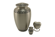 Load image into Gallery viewer, New, Brass Set of 6 Athena Pewter Keepsake Cremation Urns, 5 Cubic Ins each
