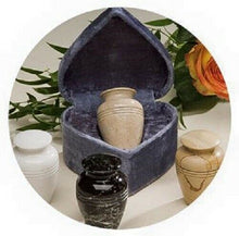 Load image into Gallery viewer, Small/Keepsake Solid White Marble Funeral Cremation Urn With Velvet Heart Box
