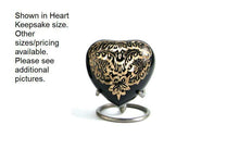 Load image into Gallery viewer, Solid Brass Radiance Heart Keepsake Funeral Cremation Urn, 3 Cubic Inches
