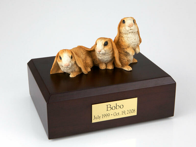 3 Brown Bunnies Figurine Rabbit Pet Cremation Urn Avail 3 Different Color/4 Size