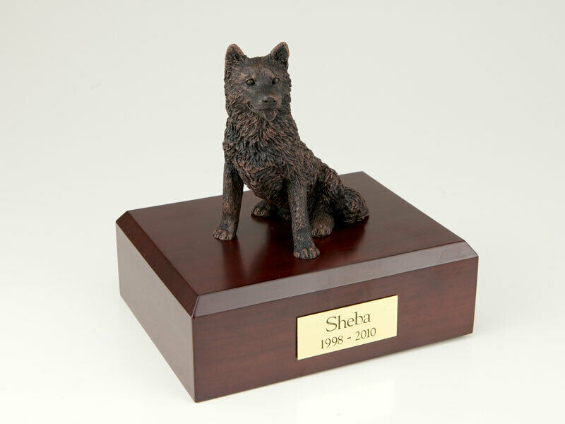 Husky, Bronze Stand Pet Cremation Urn Available in 3 Different Colors & 4 Sizes