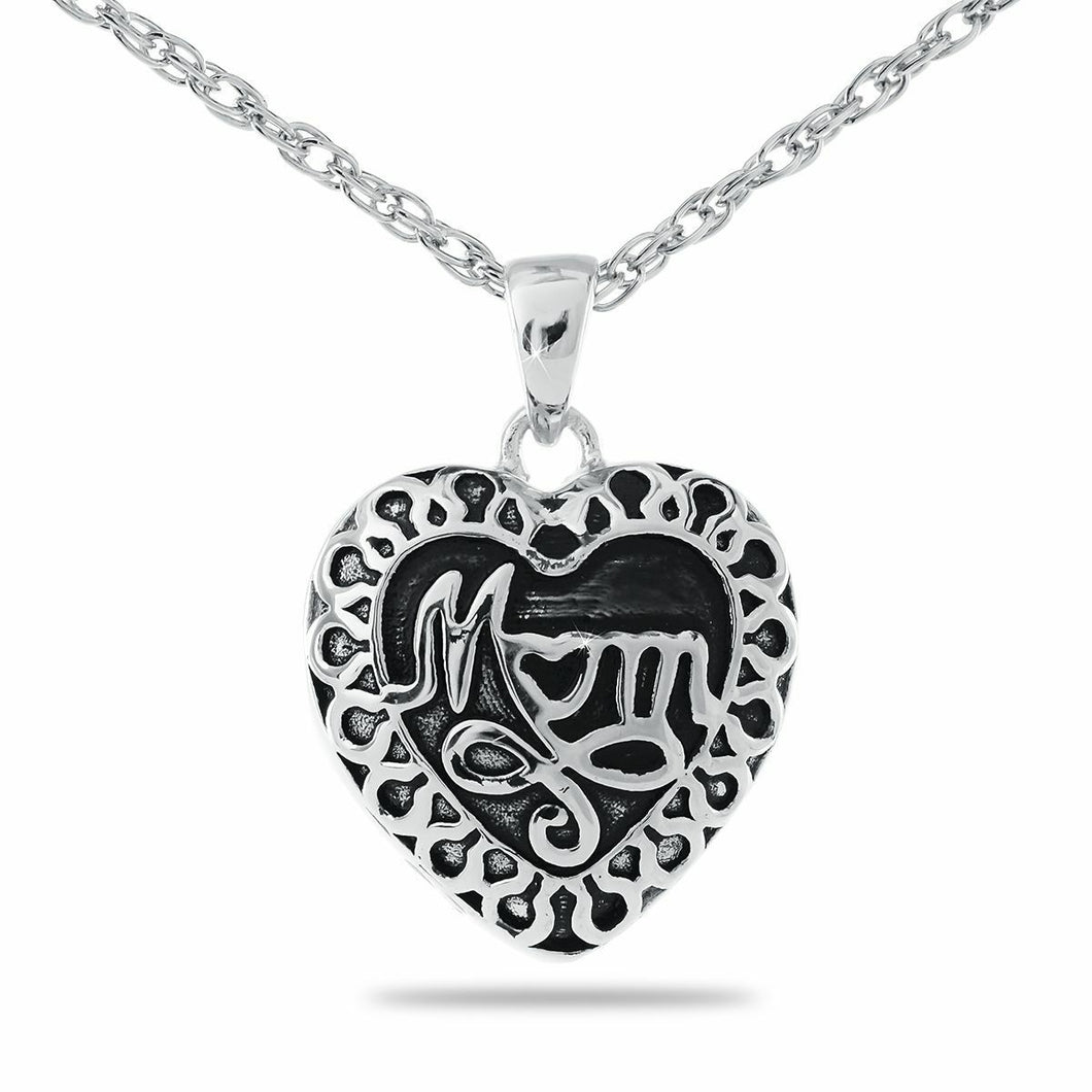 Mom Heart Stainless Steel Pendant/Necklace Funeral Cremation Urn for Ashes