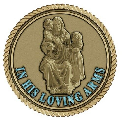 Jesus with Children Medallion for Box Cremation Urn/Flag Case - 2 Inch Diameter