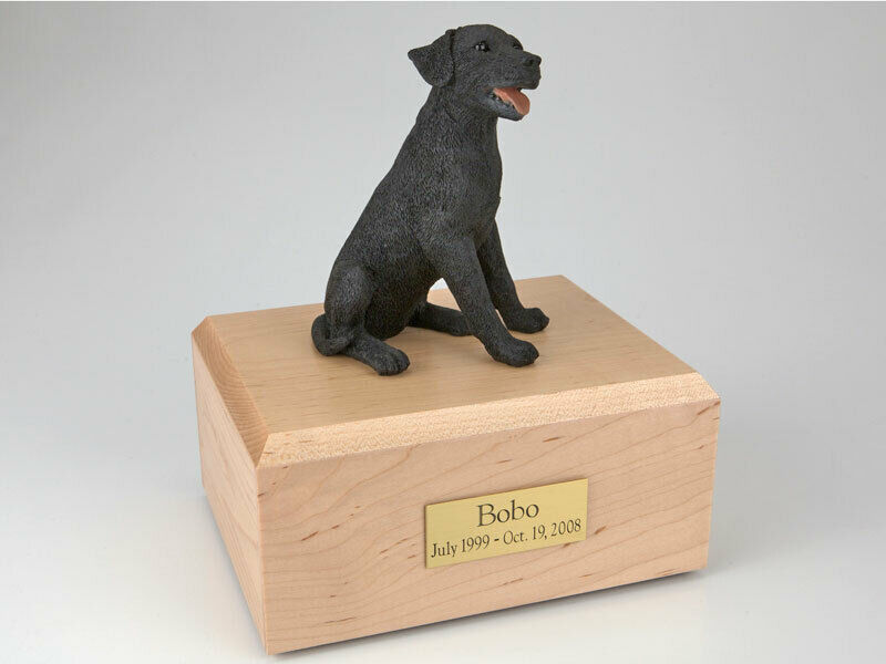 Labrador Black Sitting Figurine Dog Pet Cremation Urn Avail 3 Diff Colors 4 Size