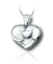 Load image into Gallery viewer, Sterling Silver Sleeping Puppy Heart Cremation Urn Pendant for Ashes w/Chain
