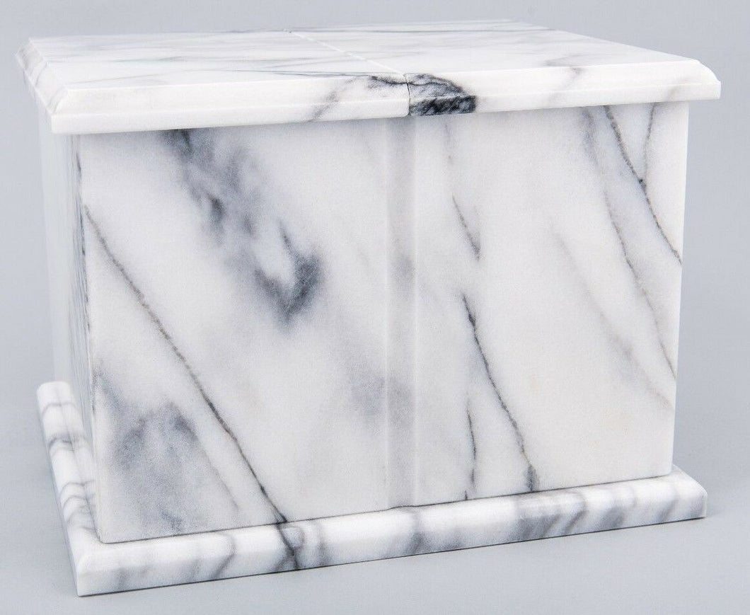Extra Large 420 Cubic Inches White Natural Marble Companion Cremation Urn