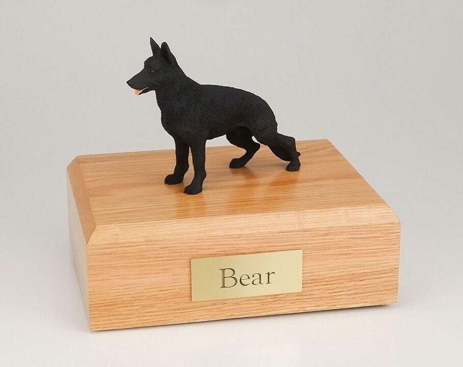 German Shepherd Black Pet Funeral Cremation Urn Avail in 3 Diff Colors & 4 Sizes