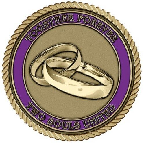 Couples Rings Medallion for Box Cremation Urn/Flag Case - 2 Inch Diameter