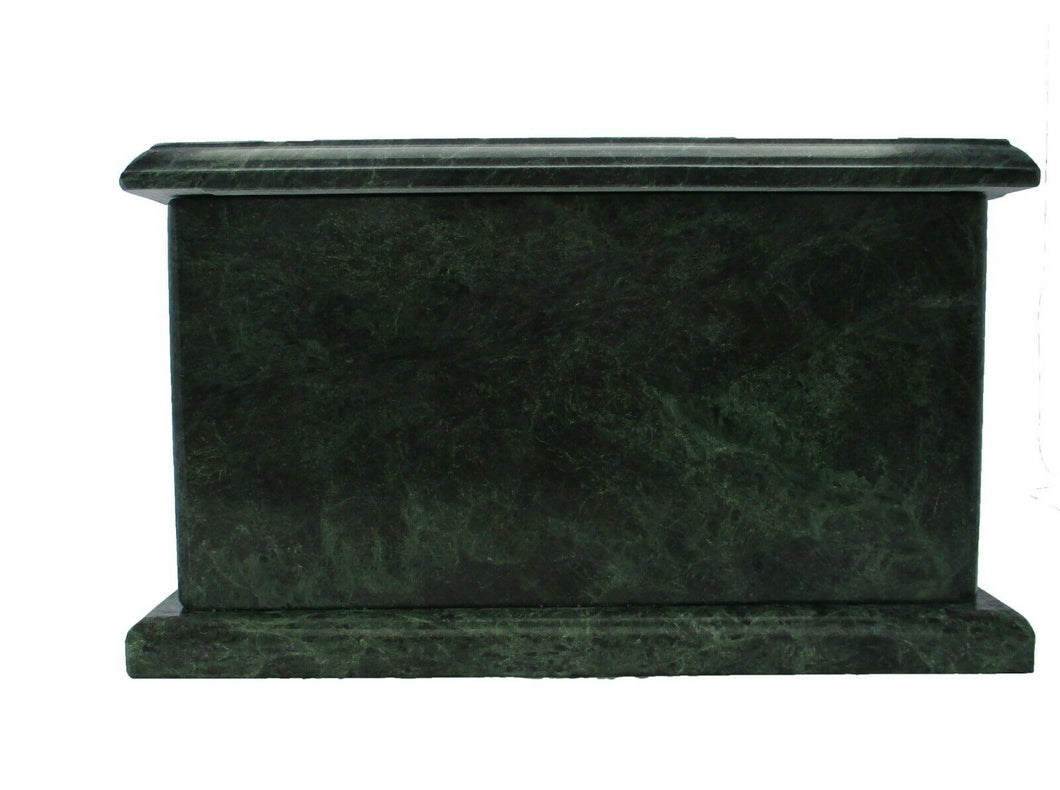 Large/Adult 240 Cubic Inches Green Evermore Rectangle Natural Marble Urn