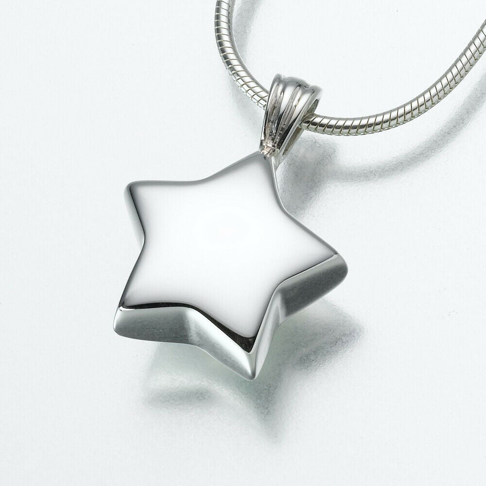 Sterling Silver Star Memorial Jewelry Pendant Funeral Cremation Urn