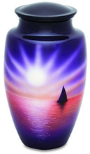 Load image into Gallery viewer, Sunset &amp; Sailboat 210 Cubic Inches Large/Adult Funeral Cremation Urn for  Ashes
