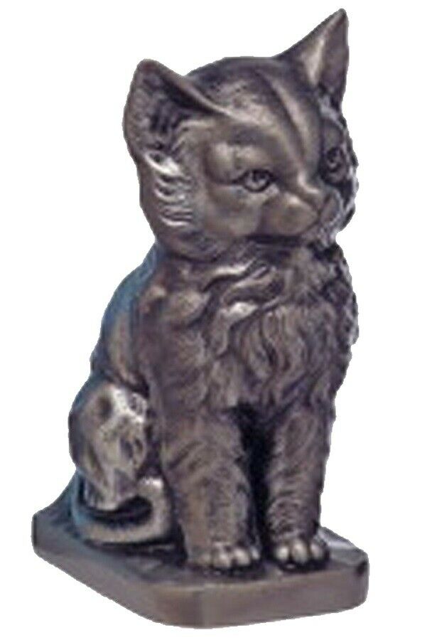 Small/Keepsake Cubic 30 Inch Antique Silver Precious Kitty Funeral Cremation Urn