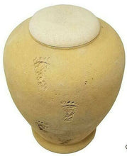 Load image into Gallery viewer, Large/Adult 220 Cubic Inch Biodegradable Beige Footprint Funeral Cremation Urn
