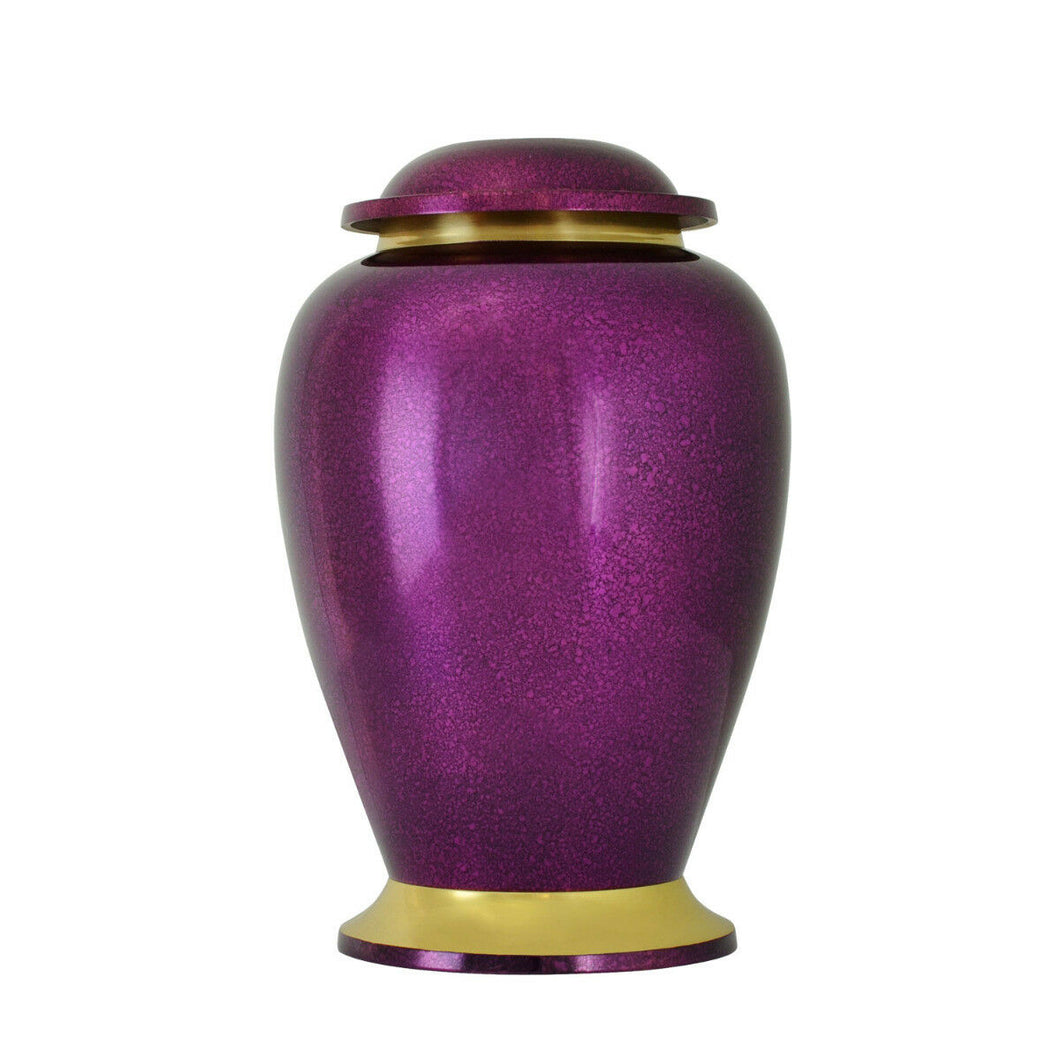 Large/Adult 228 Cubic Inches Gleaming Purple Brass Cremation Urn for Ashes