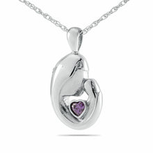 Load image into Gallery viewer, Mother&#39;s Love Purple Stone Silver Pendant/Necklace  Cremation Urn for Ashes
