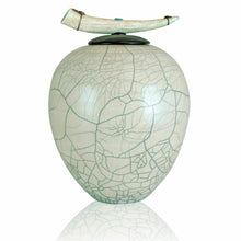 Load image into Gallery viewer, Large/Adult 200 Cubic Inches White Ceramic Raku Funeral Cremation Urn for Ashes
